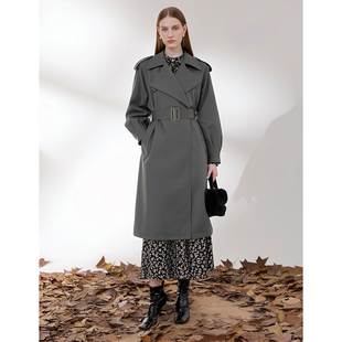 领无扣配腰带长款 西装 风衣外套185 秋季 女装 新款 庄