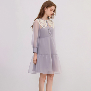 勾线串珠领水钻方扣两件套连衣裙067 春装 专柜899 蕾