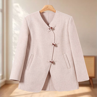 100绵羊毛【严】 单排牛角扣纯色双面呢外套606~冬季新款女装