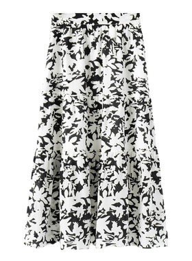 专柜559【木X】 棉质A字遮胯大裙摆拼色半身裙111~夏季新款女装