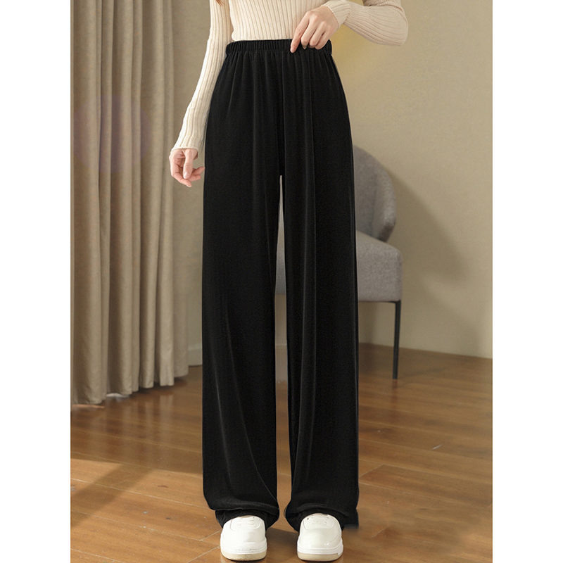 专柜369【兰】 丝绒无口袋松紧休闲拖地直筒裤091~秋季新款女装
