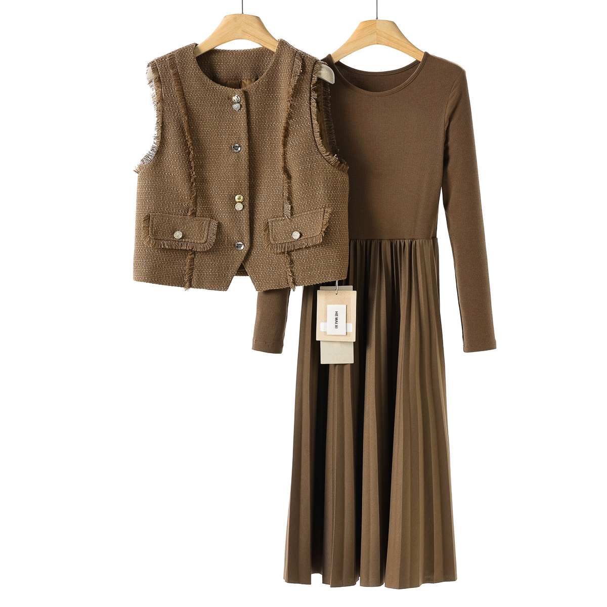 【麦】*绍 小香风马甲外套两件套长裙连衣裙816~夏季新款女装