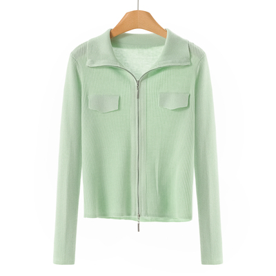 专柜798 31%羊毛【QS】 翻领假口袋拉链针织外套007~秋季新款