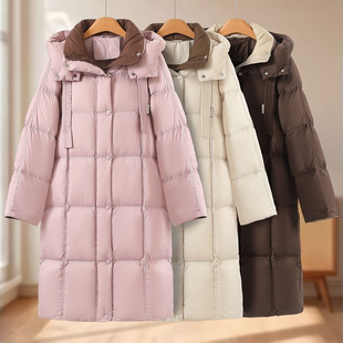 【蔻】泡芙感过膝保暖抽绳连帽面包羽绒服671~冬季新款女装