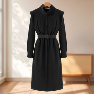 立领拉链款 专柜979 冬装 木X 收腰磨绒连衣裙922 39%粘纤