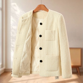 女装 68%羊毛 冬季 新款 俪 小香风双排口袋温柔圆领羽绒服537