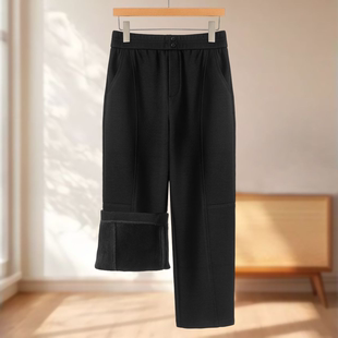 【都SML】拼接哈伦裤加绒九分松紧气球裤305~冬季新款女装