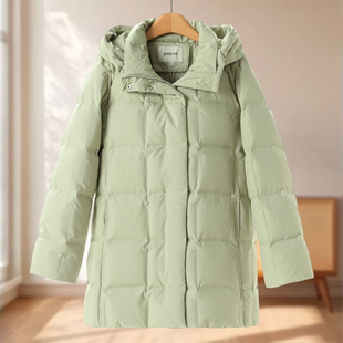 清新素雅直筒藏肉连帽羽绒服663 冬装 专柜1999 熠