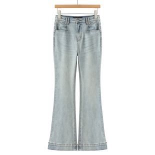 专柜469【兰】秋装 拼接裤脚秒变筷子腿牛仔喇叭裤487