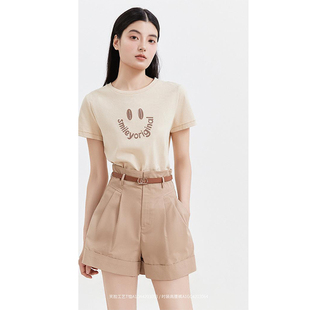 299 全棉圆领套头立体笑脸字母T恤053 夏装