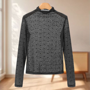 专柜269 80%粘胶纤维【熠】冬装 蝴蝶结花卷高领打底T恤衫213