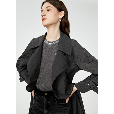 专柜399【兹】秋装 圆领垫肩显高绒毛面短袖T恤小衫119