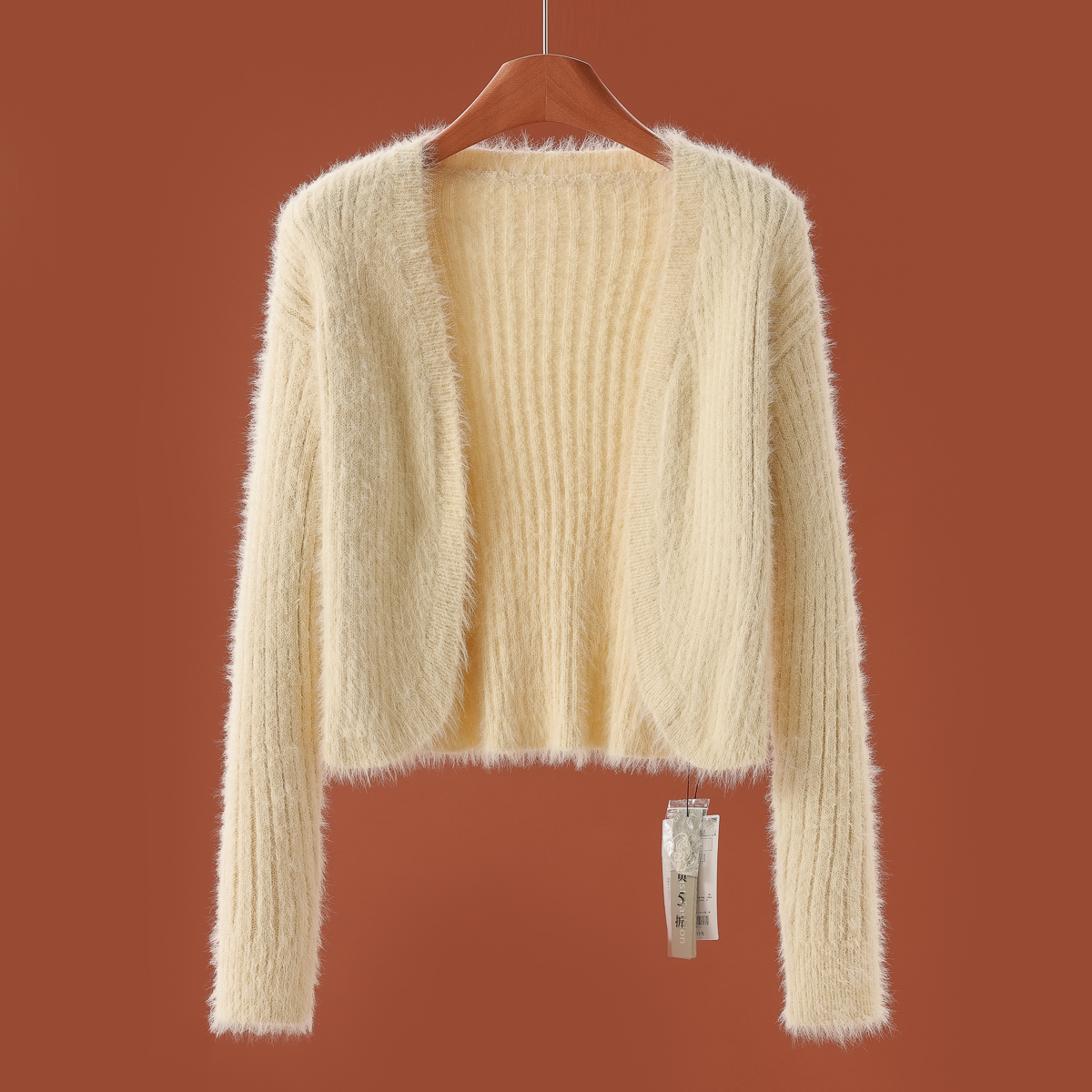 专柜439 71%锦纶【兰】冬季 开衫无扣温柔娴熟针织短外套537