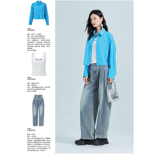 鱼线仿珍珠链拖地牛仔裤 专柜699 烫钻阔腿裤 秋装 631 木X