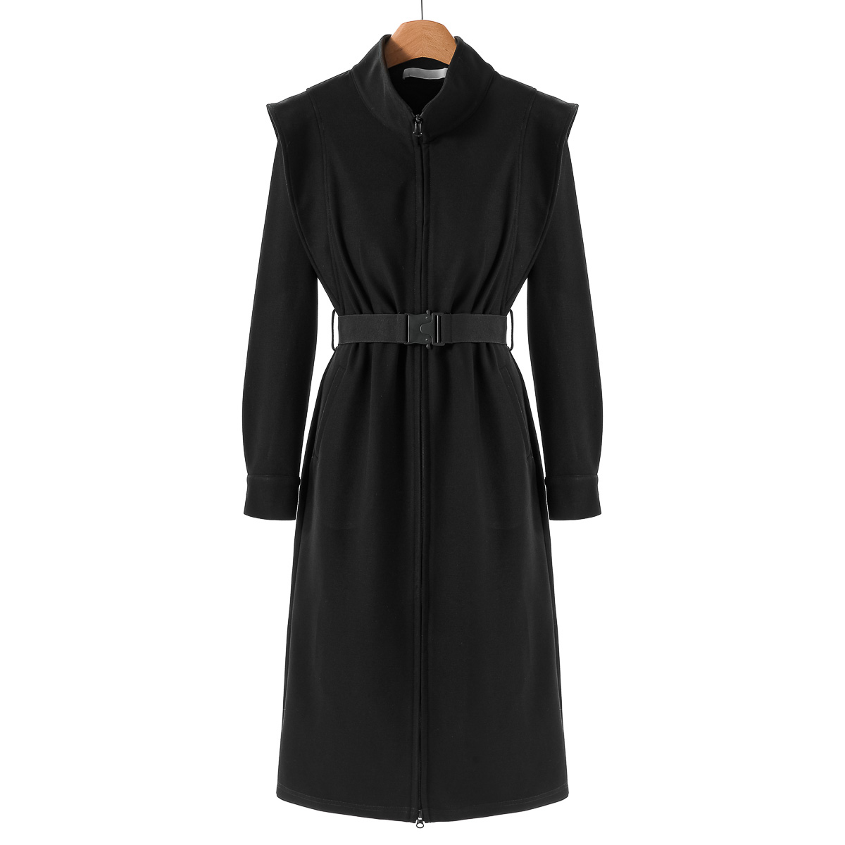 专柜979 39%粘纤【木X】冬装 立领拉链款收腰磨绒连衣裙922