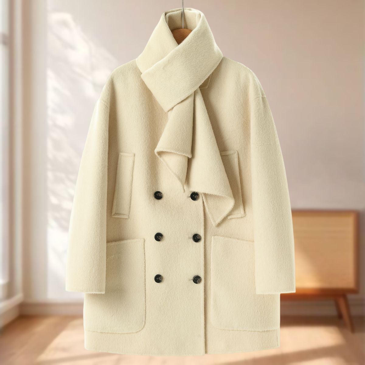 专柜2299 12%羊驼毛【兹】冬装 送同色围巾绵羊毛双面呢大衣233