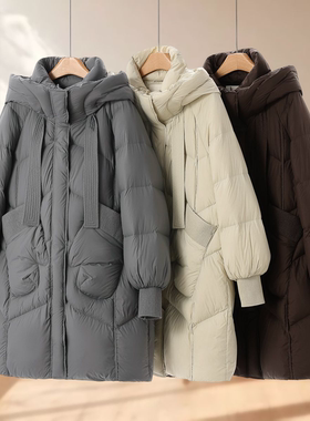 专柜1999【文】冬装 系领带连帽针织束口插肩袖羽绒服109