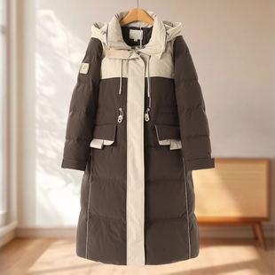 抽绳收腰魔术贴连帽拼接羽绒服796 冬装 弟 专柜2099