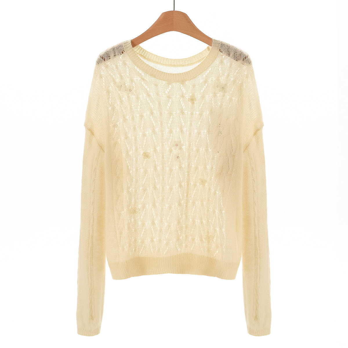 专柜659【蕾】秋装 圆领镂空重工立体软乎宽松针织衫276