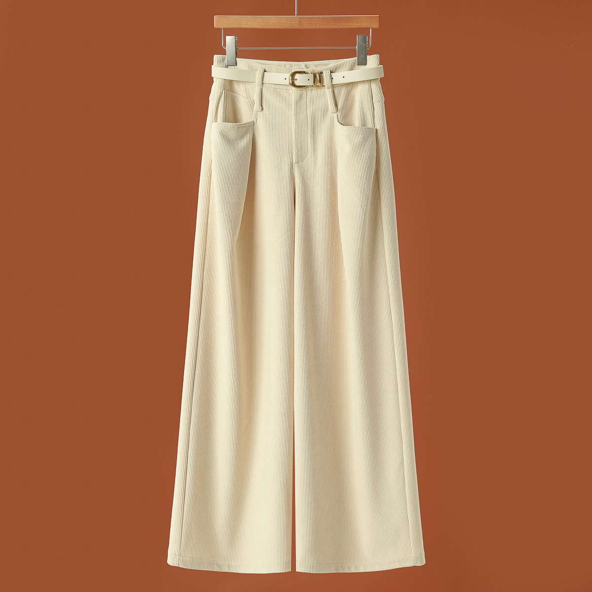 专柜899【莫Y】冬装 立体褶皱灯芯绒直筒长款休闲裤863