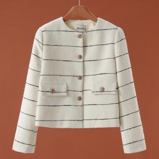 兰 女装 含再生纤维素纤维条纹垫肩外套006 新款 秋季 专柜739