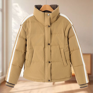 立领针织条纹拼接时尚 冬装 休闲羽绒服928 帝 专柜2399