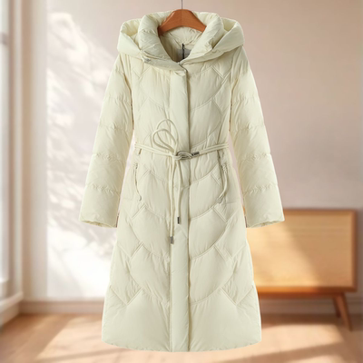 专柜1269【贝】冬装 腰绳系带松紧束口袖连帽羽绒服120