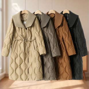 松紧收褶翻领系腰绳摁扣羽绒服877 冬装 专柜2699 慧