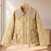 新款 女装 针织翻领羽绒服397 冬季 朗 抽绳束口插肩袖