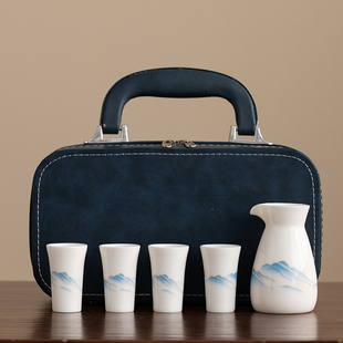 酒具套装酒杯酒具分酒器白酒杯一口杯陶瓷礼盒千里江山中式白酒杯