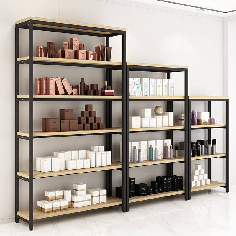 货柜产品展柜精品展示柜简约超市货架展示架仓储置物架子黑架 浅3