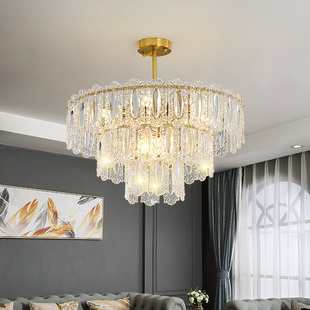 轻奢客厅餐厅简约玻璃吊灯法式主卧室房间LED灯设计师创意灯具