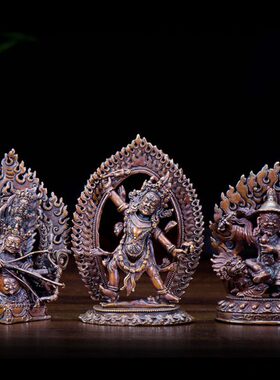 室内家用用品 现代铜像摆件尼泊尔紫铜5寸宁玛三根本铜像像 铜像