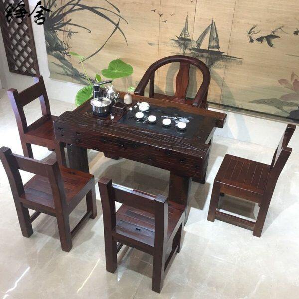 老新款铮舍船椅组合阳台泡家用小茶台实木茶桌船板茶几简约现代