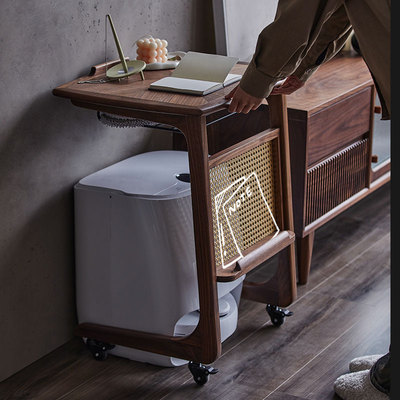 扫地机器人置物架可移动边w几实木云鲸基站收纳柜沙发边柜小边桌