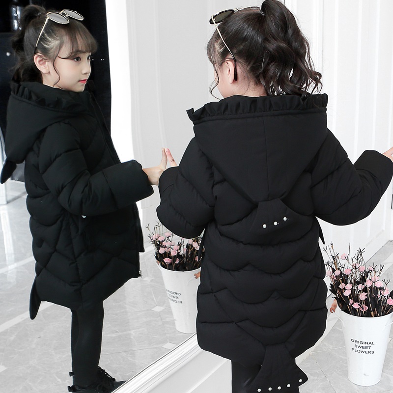 女童棉衣冬装洋气2024新款洋气儿童羽绒棉服袄宝宝中长款外套加厚