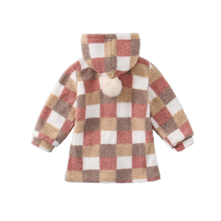 秋冬新女童格子加绒风衣洋气中长款外套保暖网红中大童羊羔绒大衣