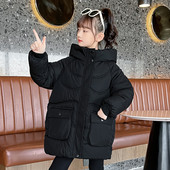 女童棉服胖新羽绒棉衣洋气中长款 保暖外套宽松 棉袄中大童加厚冬装