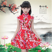 旗袍中国民族风纯棉短袖 儿童夏装 公主裙 25新款 中大女童连衣裙夏季