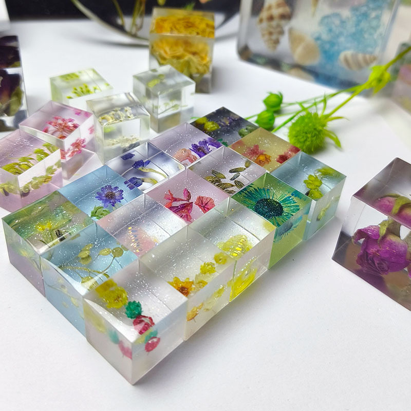 植物标本水晶滴胶方块真花杯垫摆件挂件创意礼物相框精致礼品