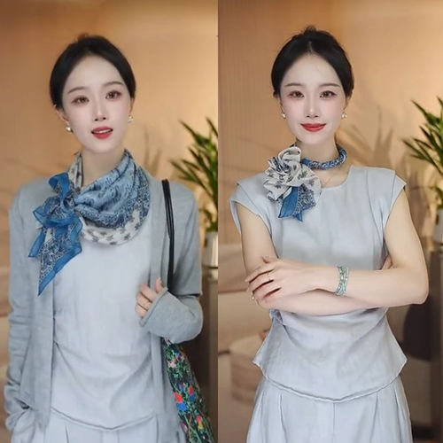丝巾系脖腰带女薄款西丽纱70方巾