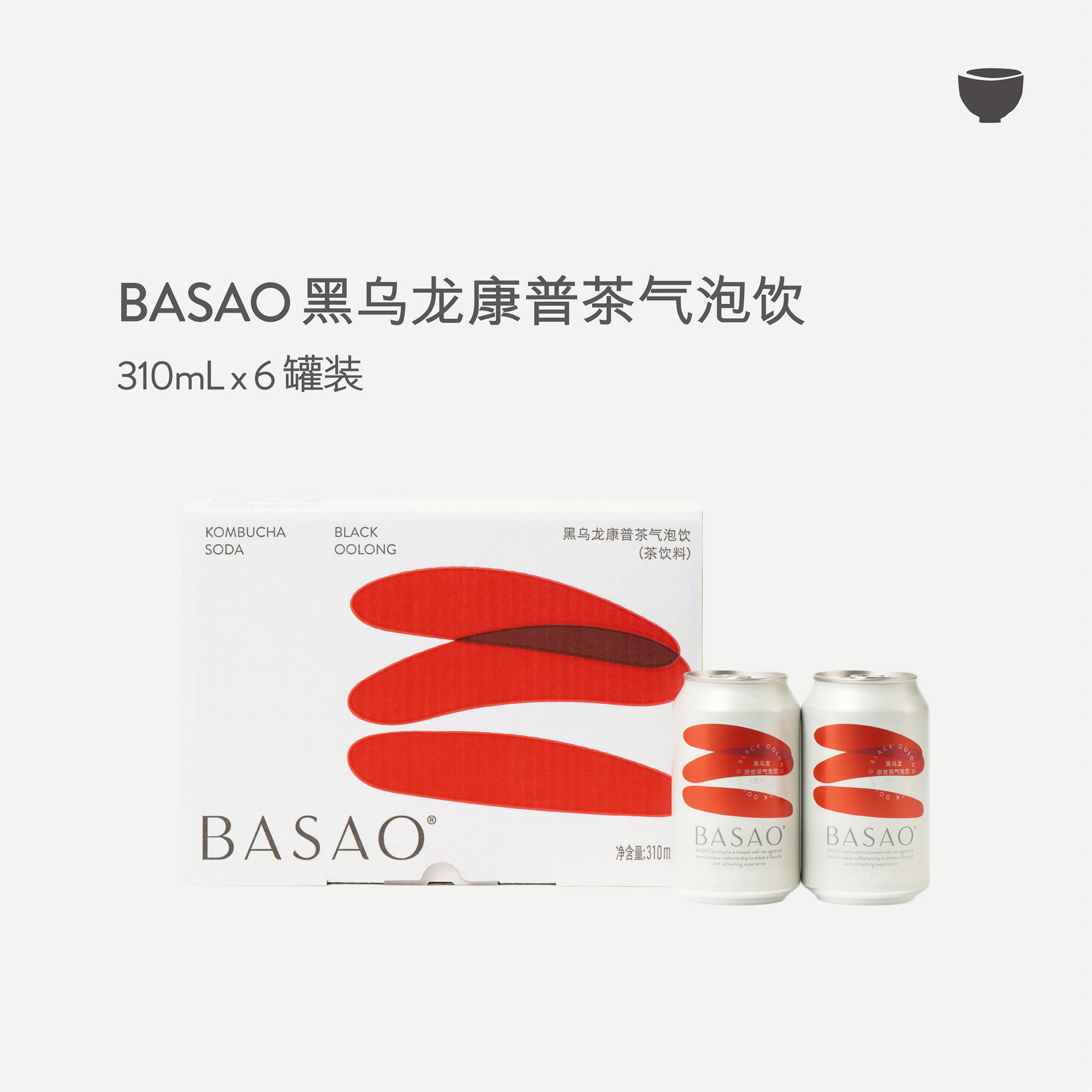 BASAO佰朔康普茶黑乌龙气泡水碳酸饮料310ml*6罐【囤货】图片
