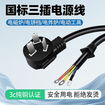 大功率电磁炉电源线纯铜3芯电线带插头电陶炉炸锅炸炉插头专用线