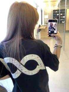 t恤女宽松情侣装 夏季 高街刺绣字母短袖 2025新款 正肩纯棉上衣 美式
