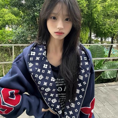 美式高街字母拼接设计感连帽卫衣