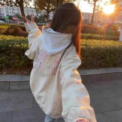 美式复古星星满印设计感开衫外套