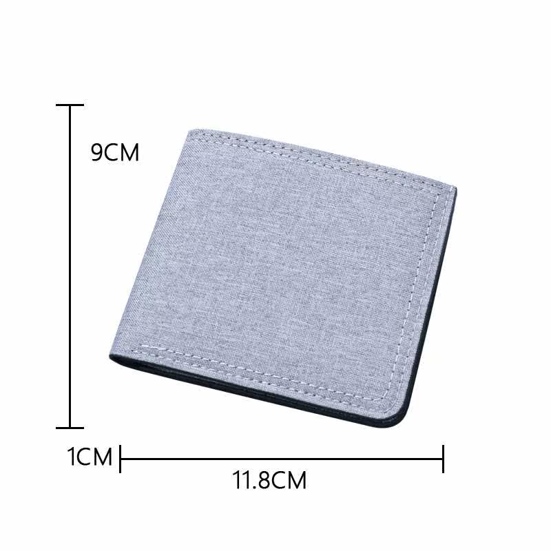 钱拉链帆布叠小包男士短款超薄带扣子日简系约折布款小款钱夹小巧