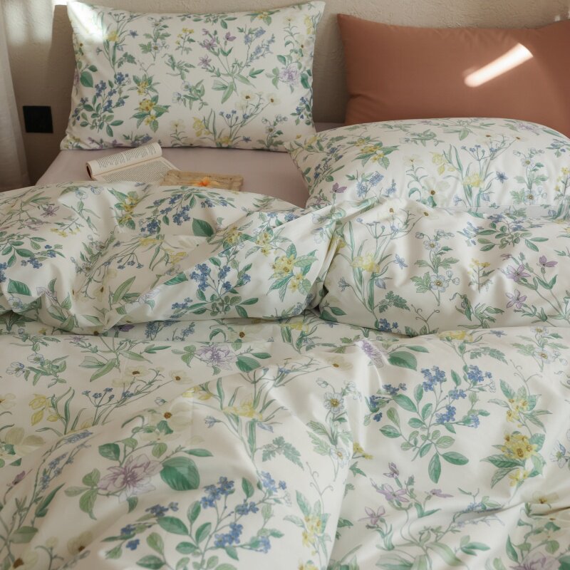 田园风碎花纯棉四件套美式床单被套床笠1.51.8米三件套学生宿舍