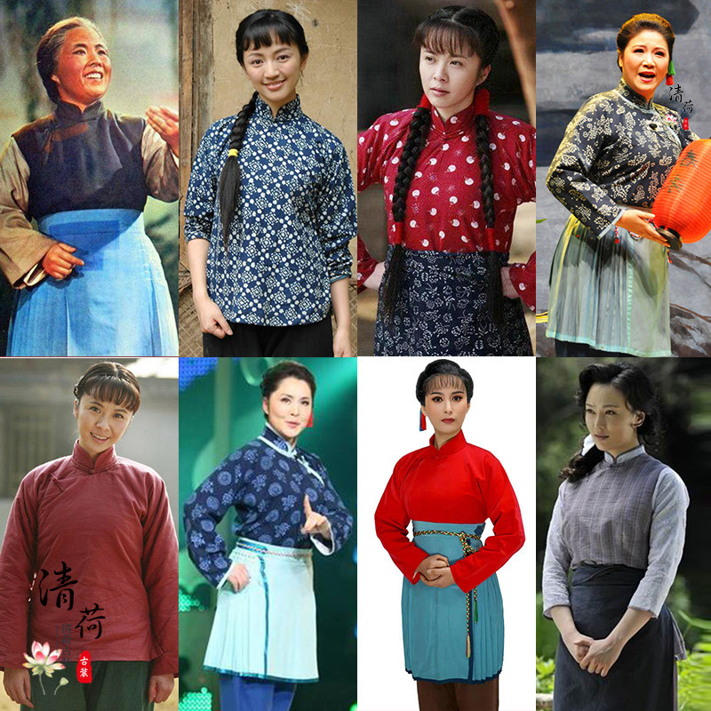 影视古装民国风阿庆嫂同款老百姓村姑装棉麻群演佣人丫鬟演出服装