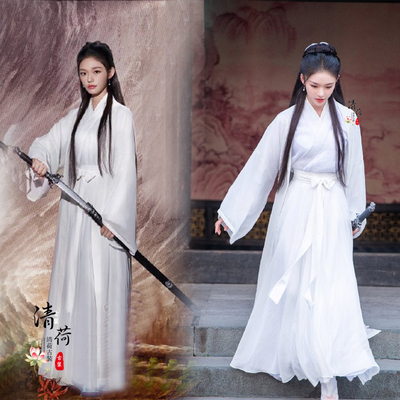 林允同款白色小龙女古装